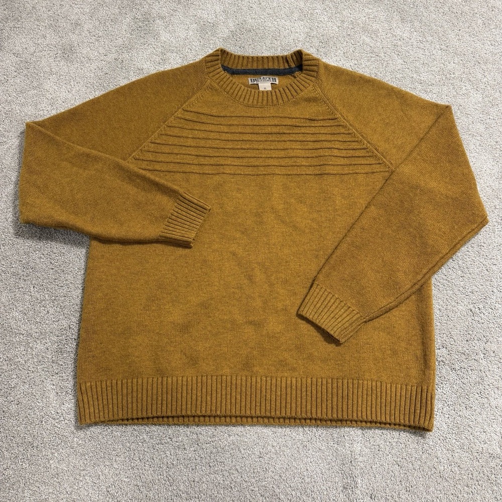 Duluth Trading Co Sweater Mens XL Gold Recycled Wool‎ Crewneck Textured Pullover